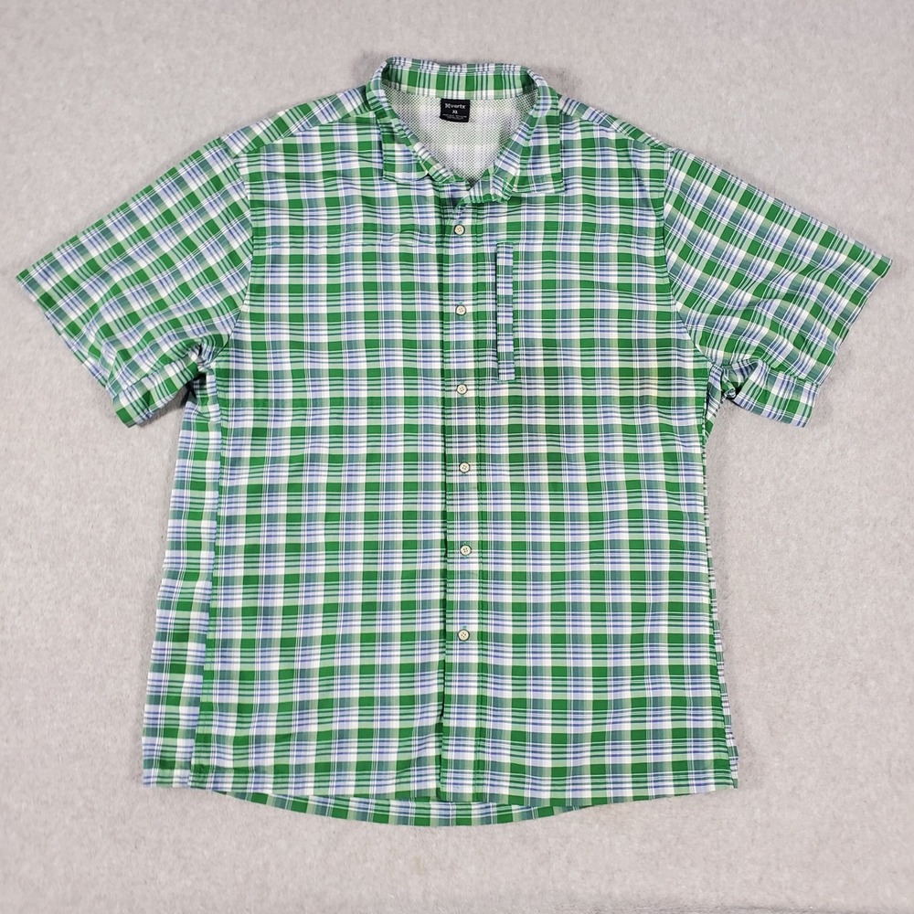 Vertx Shirt Mens XL Green Plaid Short Sleeve Snap Button Tactical Performance